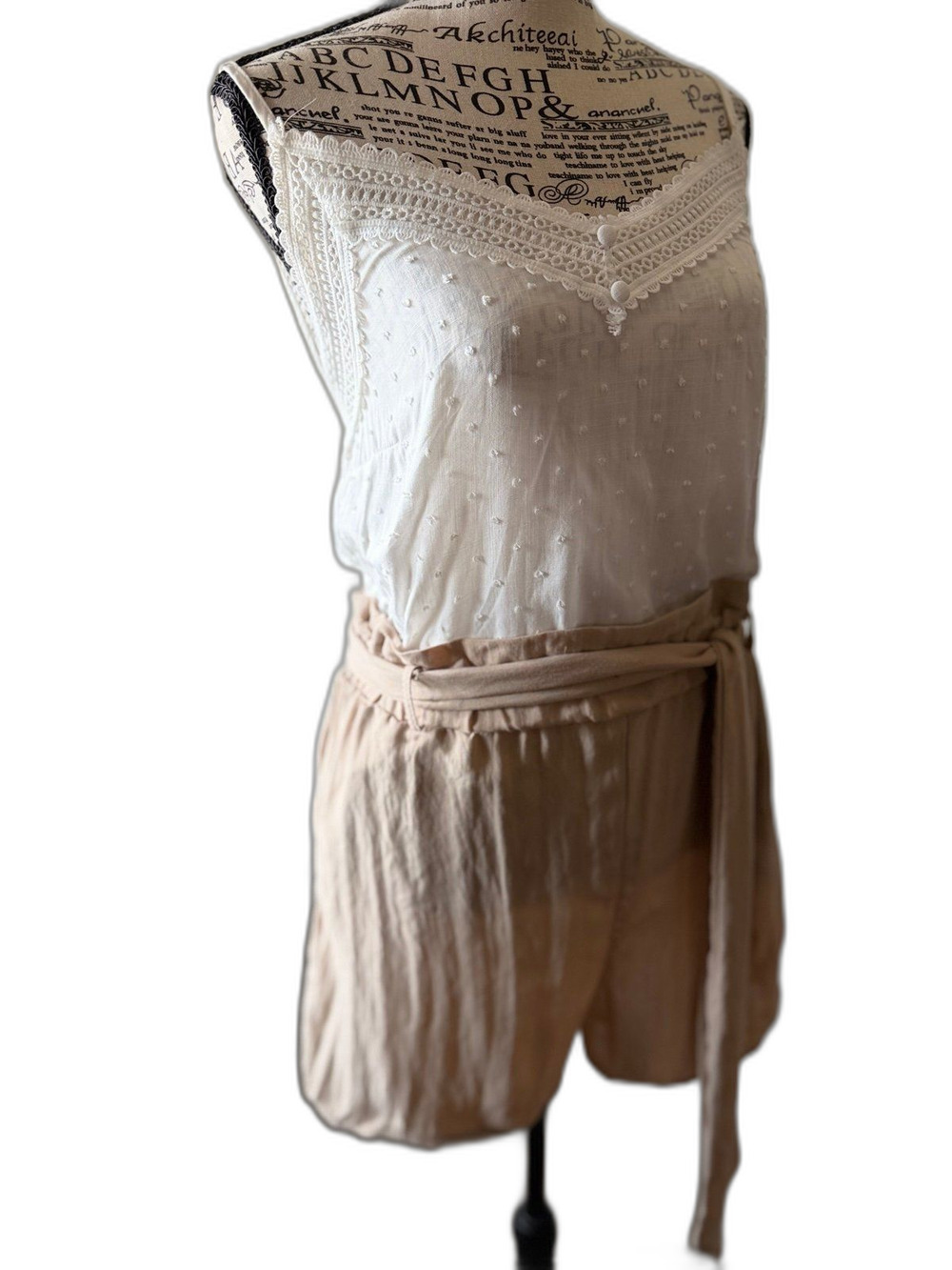 Sweet Wanderer Feminine Cottagecore Minimalist Normcore Swiss Dot Lace Trim Cami